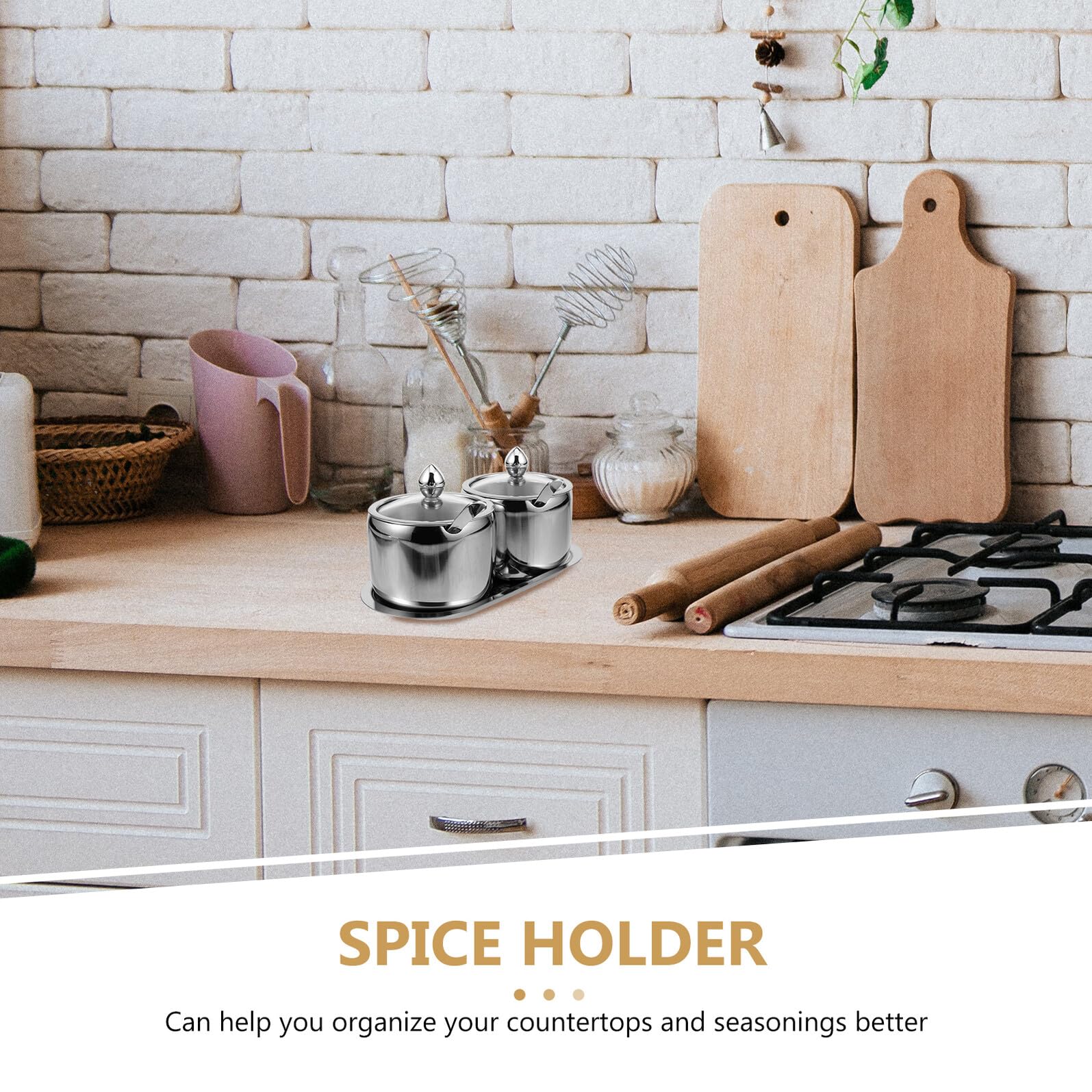 VICASKY Barattolo Di Condimento in Acciaio Inox Coperchio in Vetro Trasparente, Contenitore Spezie Da Cucina Versatile, Barattolo Per Zucchero Ampia Apertura Per Uso Domestico e Professionale
