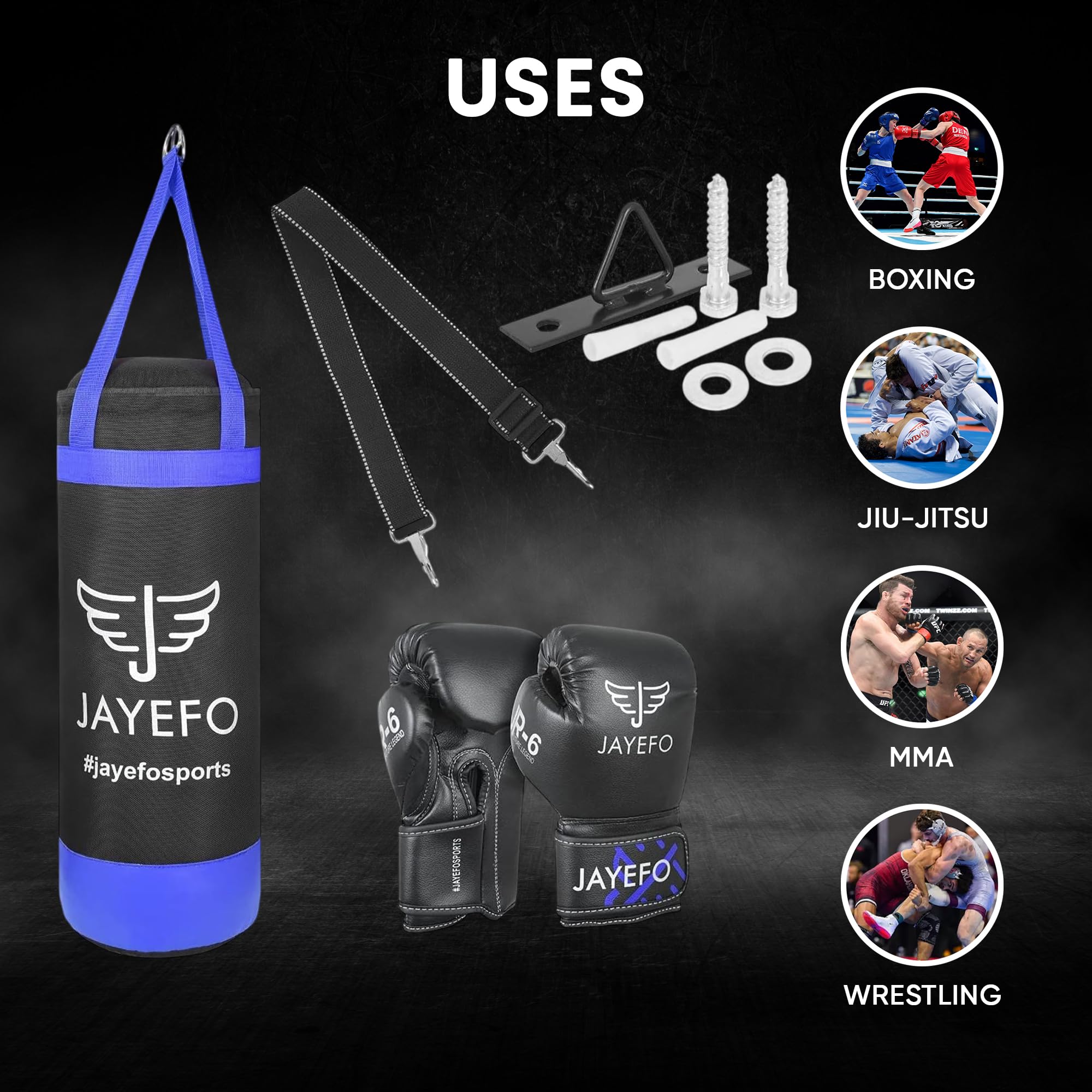 Lot de 5 Sacs de Frappe pour Enfants, Gants de Boxe, MMA, Kickboxing, Muay Thai, karaté, Kickboxing, Kick-Boxing