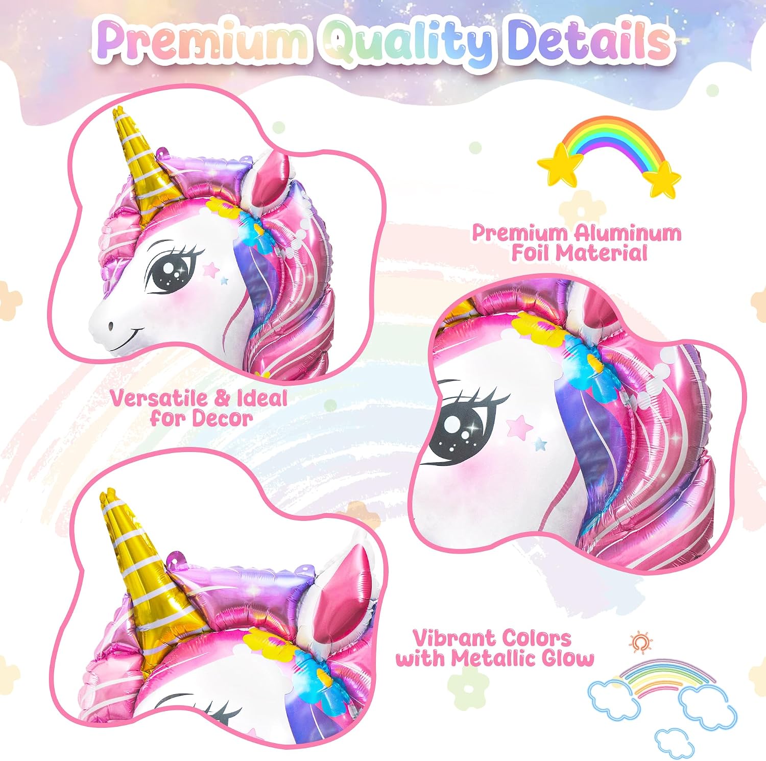 Unicorn Balloons, Unicorn Birthday Party Decoration for Girls (4 Pack) image 3