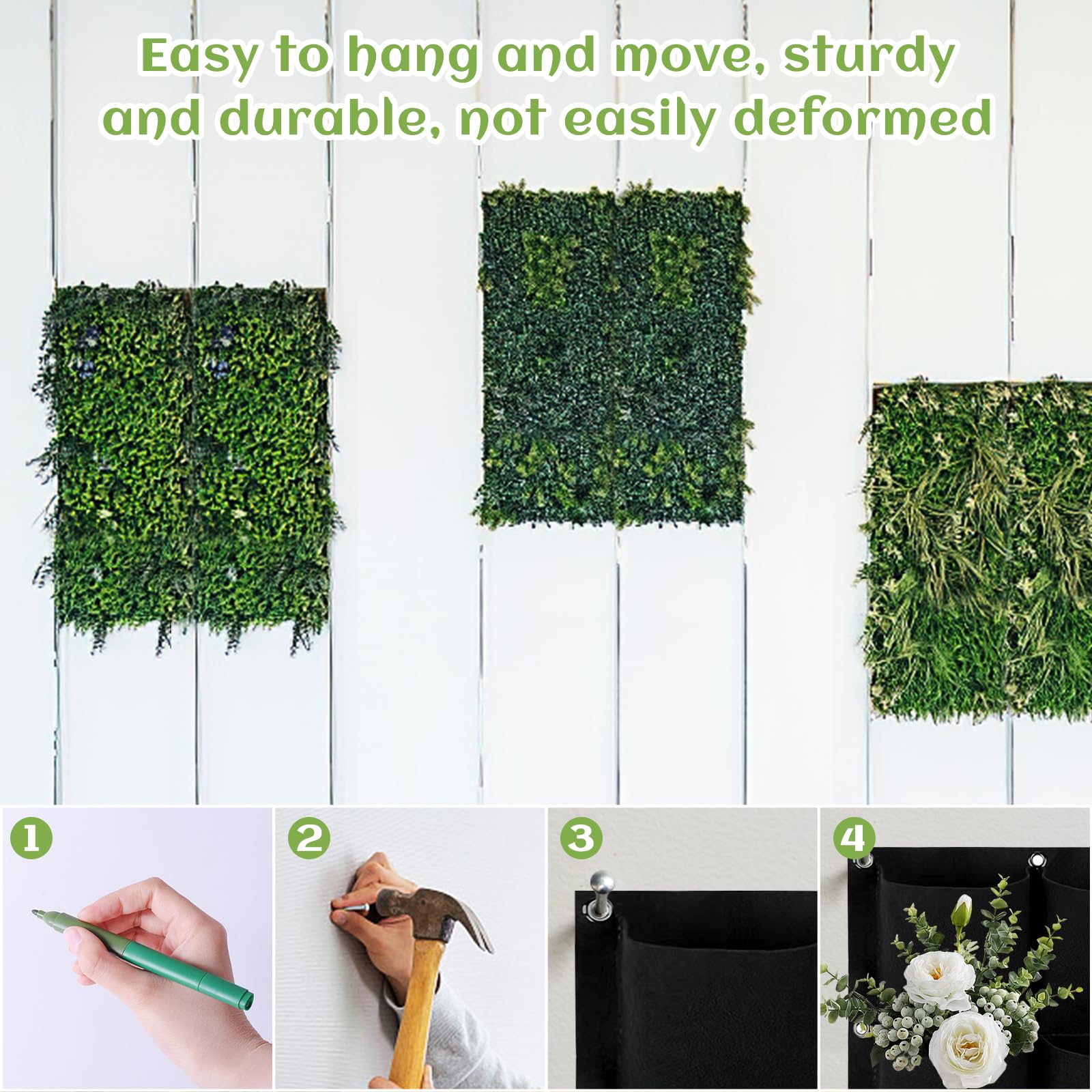 Lot De 2 Sacs à Plantes Suspendus En Feutre - 3 Poches, Pour Balcon & Intérieur