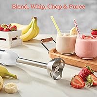 Vista 9 de Potente batidora de inmersión, batidora de mano eléctrica de 500 vatios con modo turbo, base desmontable. Batidora de cocina de mano para sopa