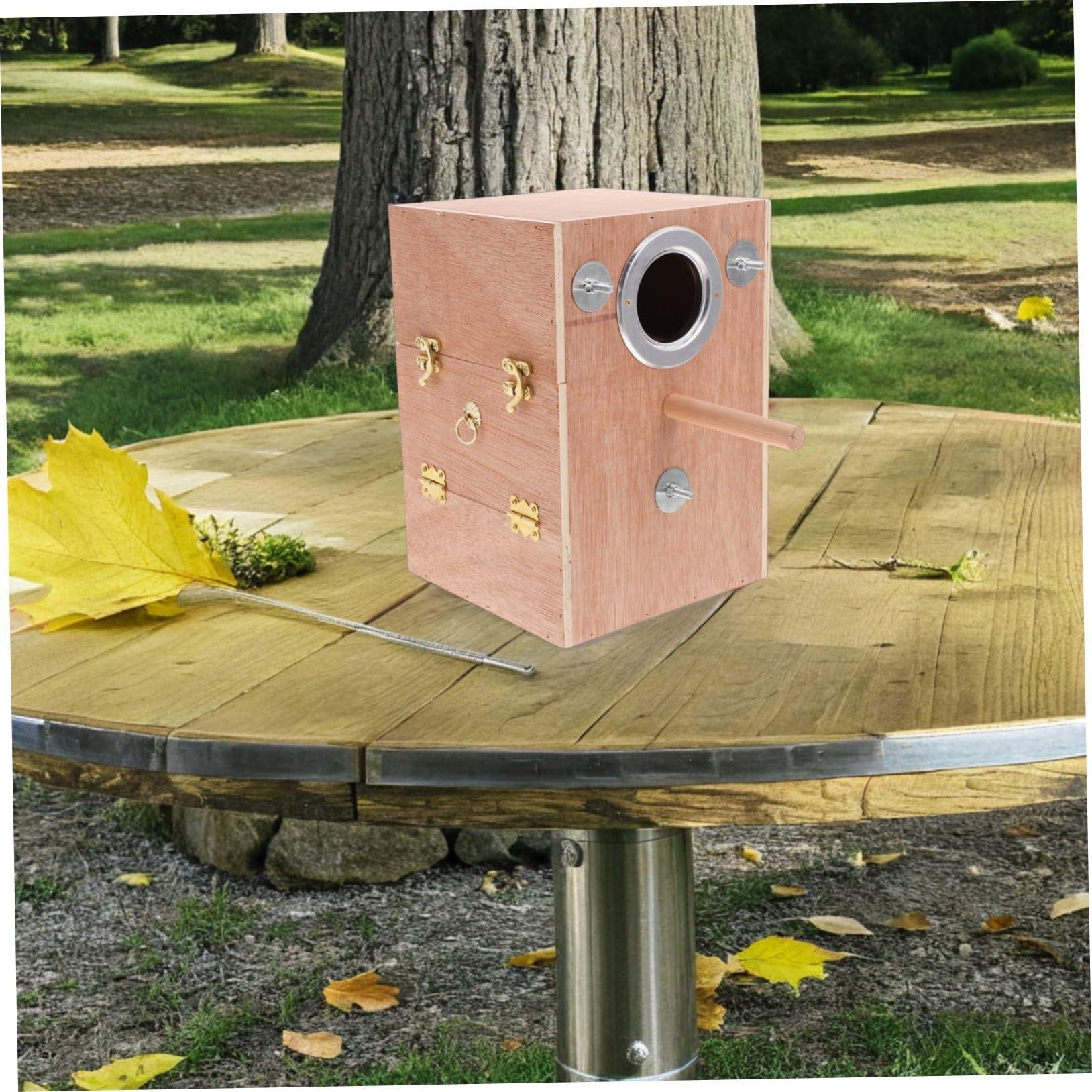 Caja Nido de Madera para Periquitos con Soporte y Colgante Exterior Habitáculo para Cría de Agapornis Cacatúas Pinzones y Pequeños Diseño y