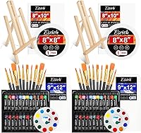 ESRICH 82-Piece Acrylic Paint Canvas Set: 48 Vibrant Colors, Wood Easels, Brushes, Canvases - Painting Kit for Kids & Adults