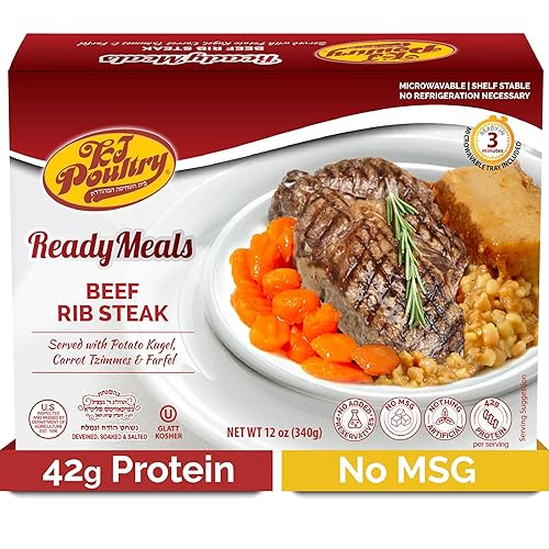 Kosher MRE - Comidas de carne listas para comer carne de res y kugel 1 paquete preparadas Entree totalmente cocinadas cena de microondas estable Kosher MRE - Comidas de carne listas para comer carne de res y kugel 1 paquete preparadas Entree totalmente cocinadas cena de microondas estable