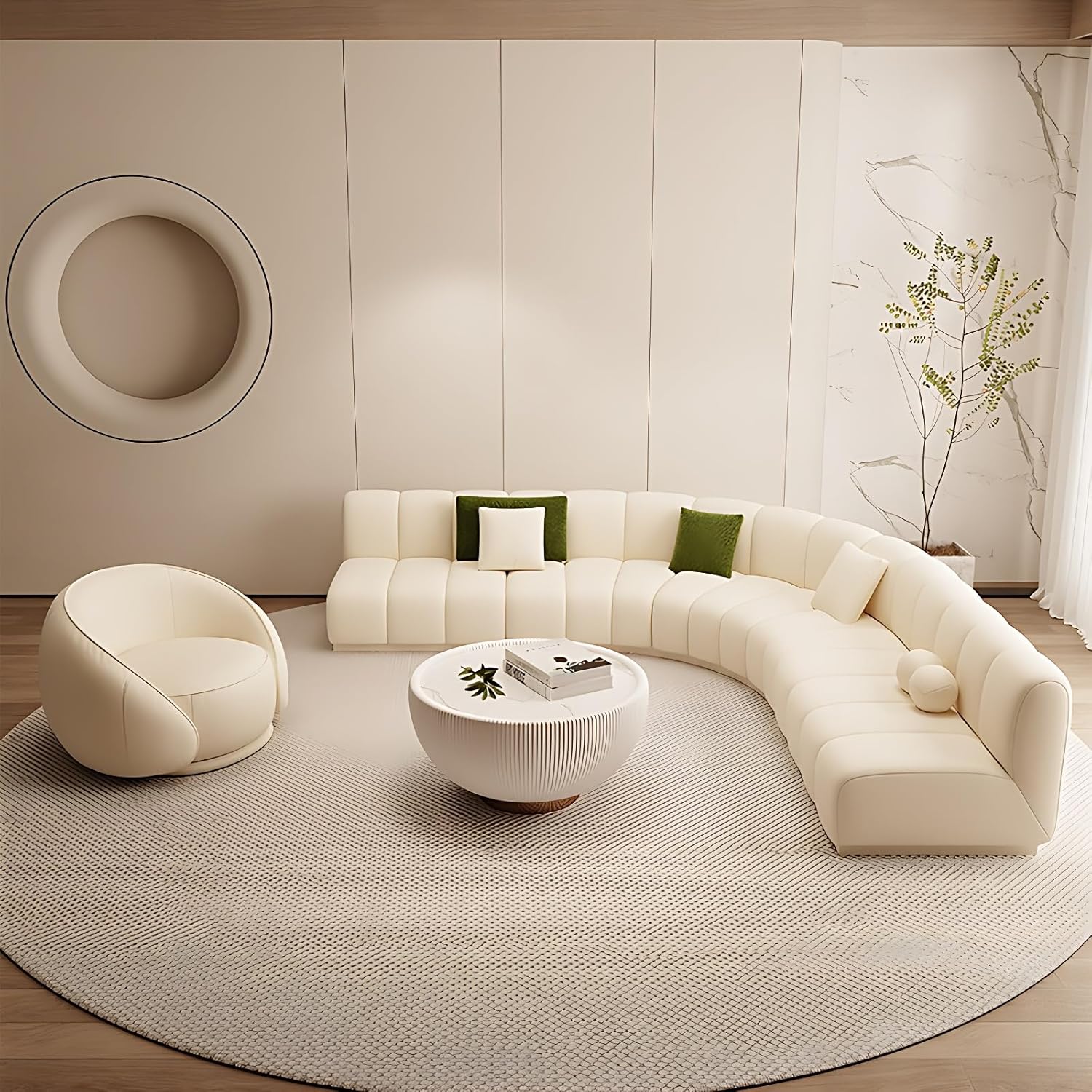 Modern Corner Sofa - High Density Foam Padding, Solid Wood Frame, Versatile for Various Settings | Living Room Sofa Set with Coffee Table & Armchair (White B, 102")