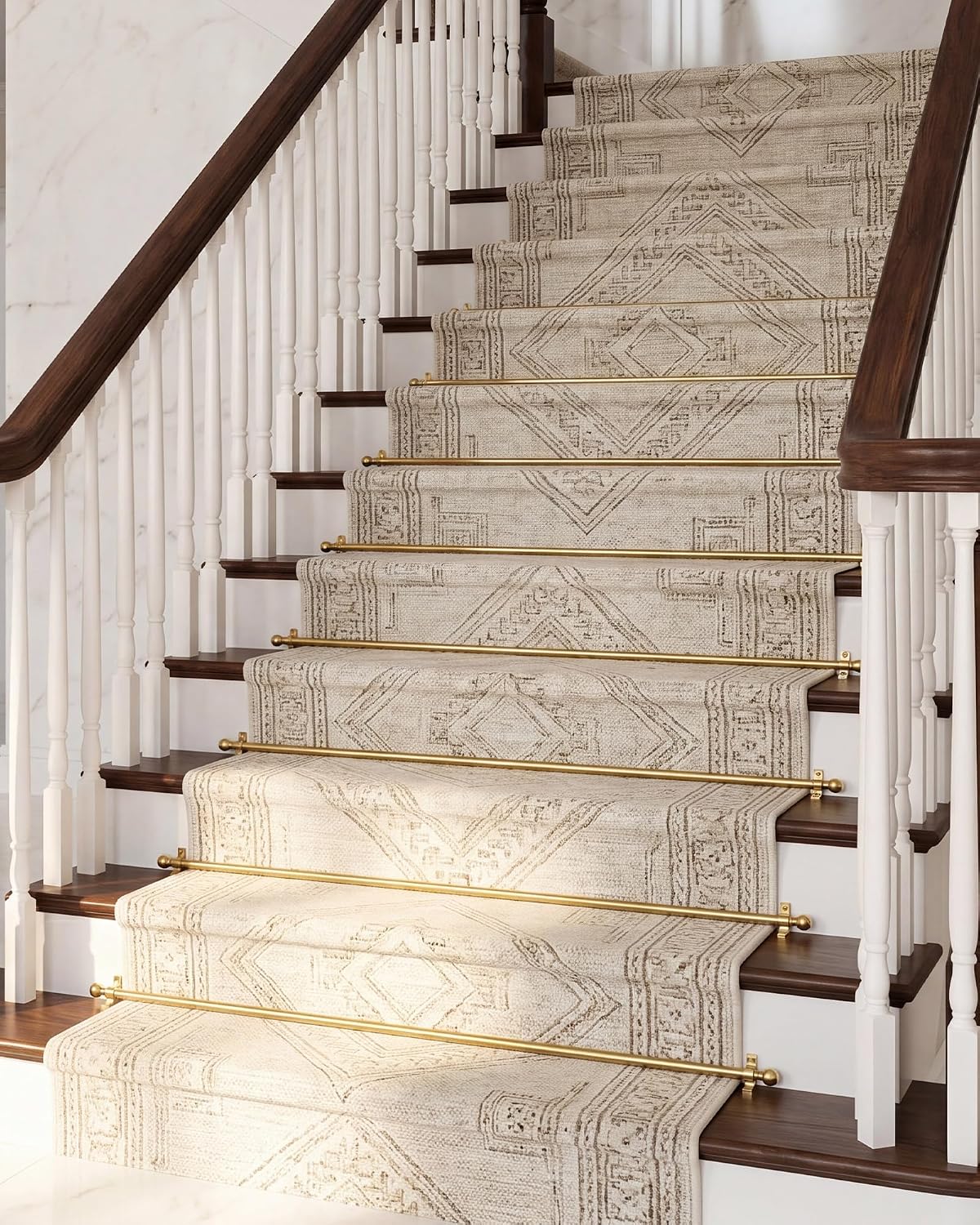 Wesiti 13 Pack Stair Runner Rods Set for Carpet Runners Stair Covers Rods Metal Fup to 28/32/36 Inches Width Vintage Home Staircase with Spherical Finial and Brackets(Golden,28 Inches)