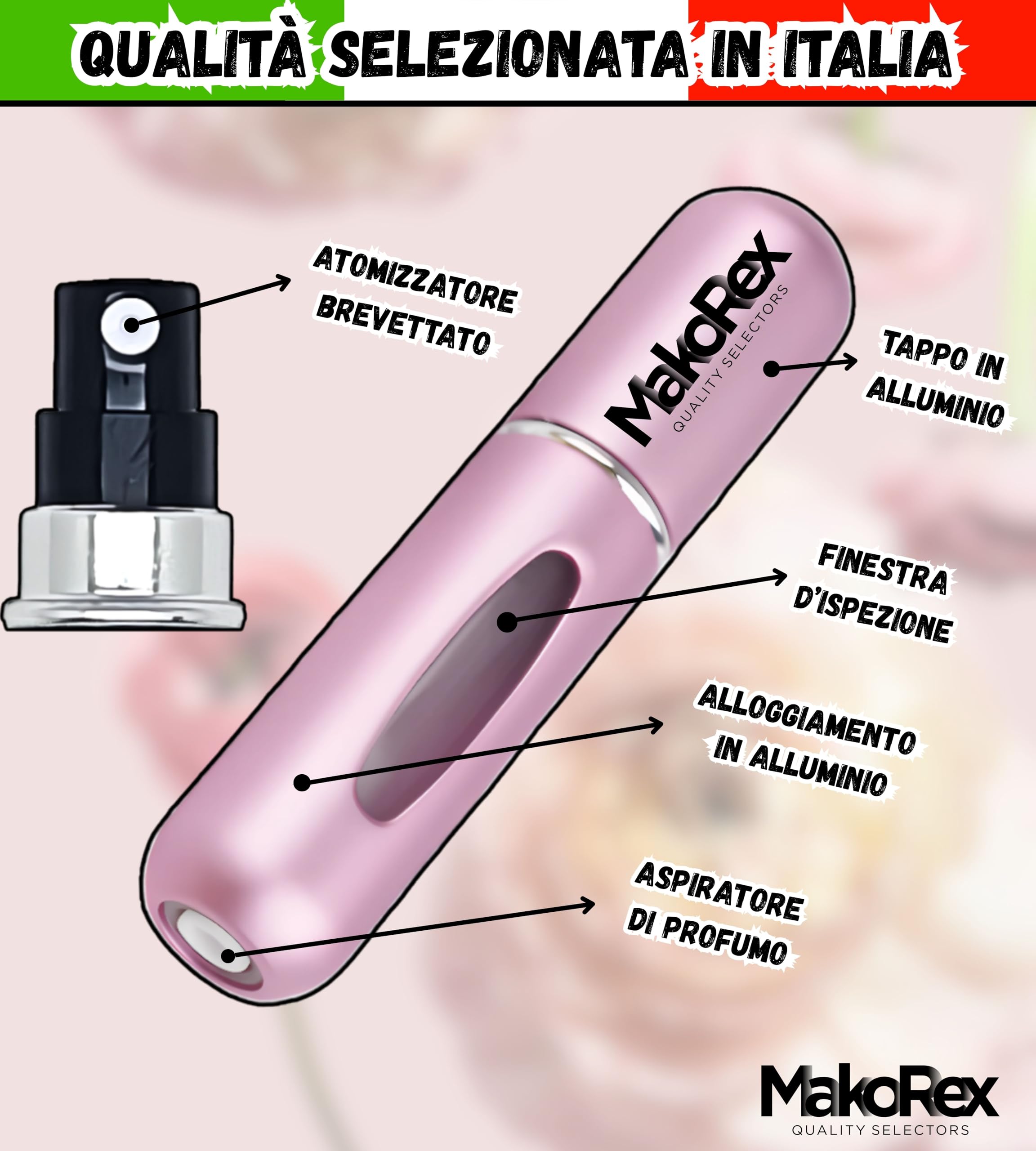 Yo.dey.ma Adriana Profumo Donna Offerta Eau de Parfum 100 ml con Note di Ribes Nero e Rose - Idee Regalo Donna incluso MakoRex Spruzzino Nebulizzatore Portaprofumo da Viaggio Ricaricabile da 5 ml Rosa