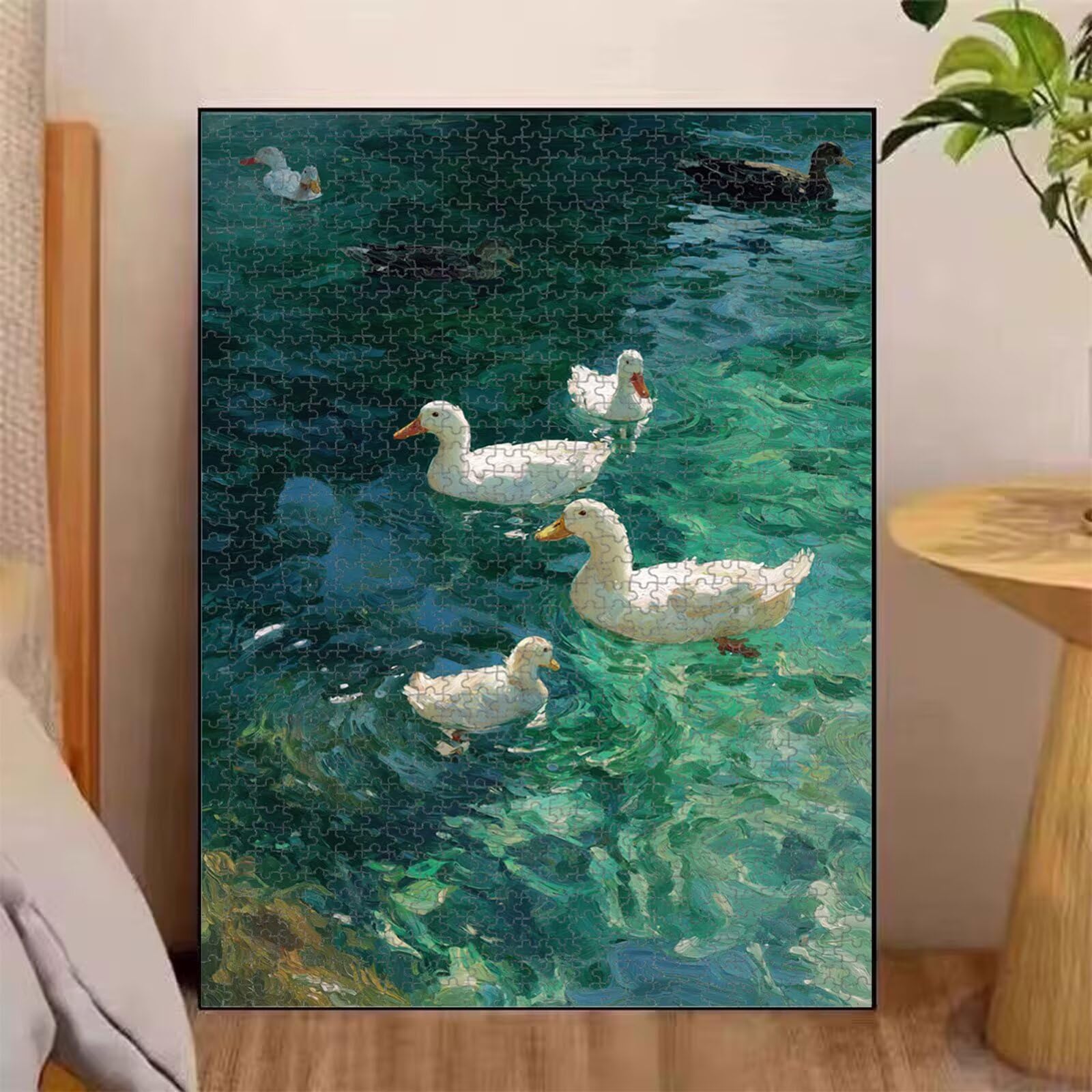 Puzzle 1000 Pièces, Canard & Vert Puzzle en Bois Durable 1T#1857 | Puzzle en Bois, Découpe de Précision, Encres aux Couleurs Vives, Loisir Relaxant, Décoration Intérieure, Cadeau, 50x75cm