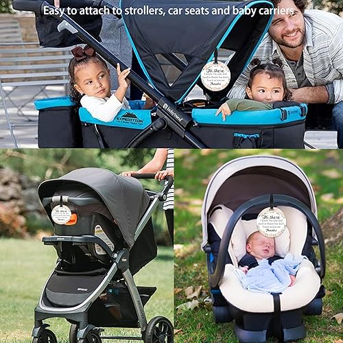Miniatura 10 de Paquete de 2 letreros de asiento de automóvil para bebé, no tocar, con correas para colgar y clip, letrero de seguridad para bebé niña y niño