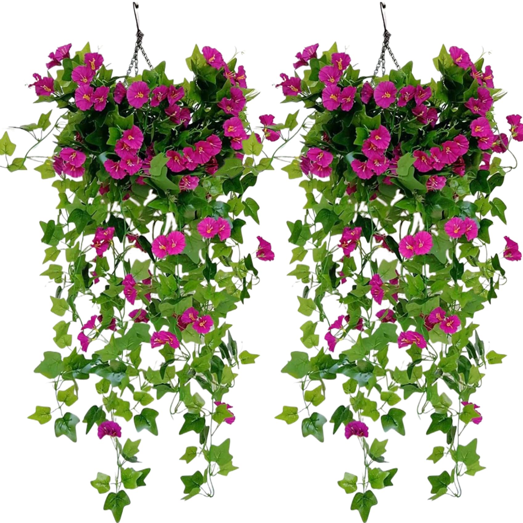 Campanilla de seda artificial de 99 cm en tonos rojo púrpura, enredadera colgante tupida
