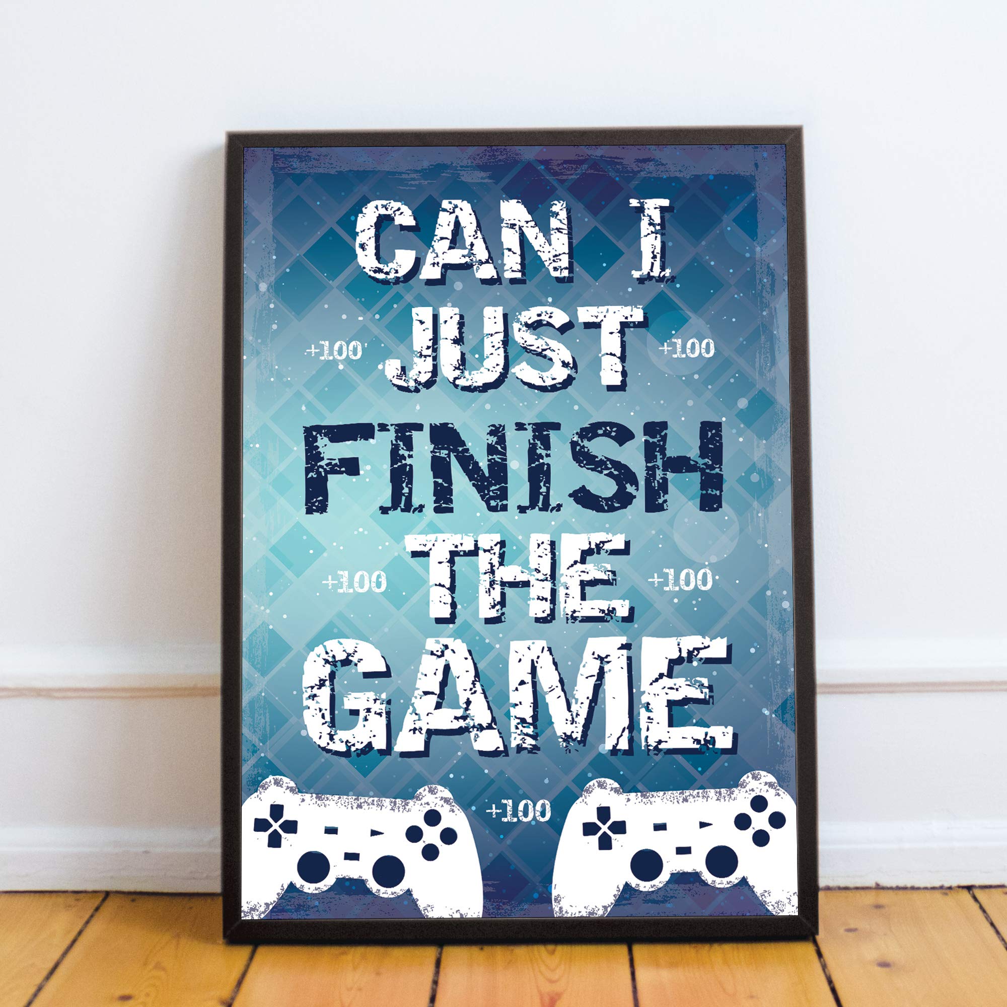 Red Ocean Boys Blue,Red Blue Gaming Print Framed Gift For Gamer Son Dad Bedroom Man Cave Wall Art Gift