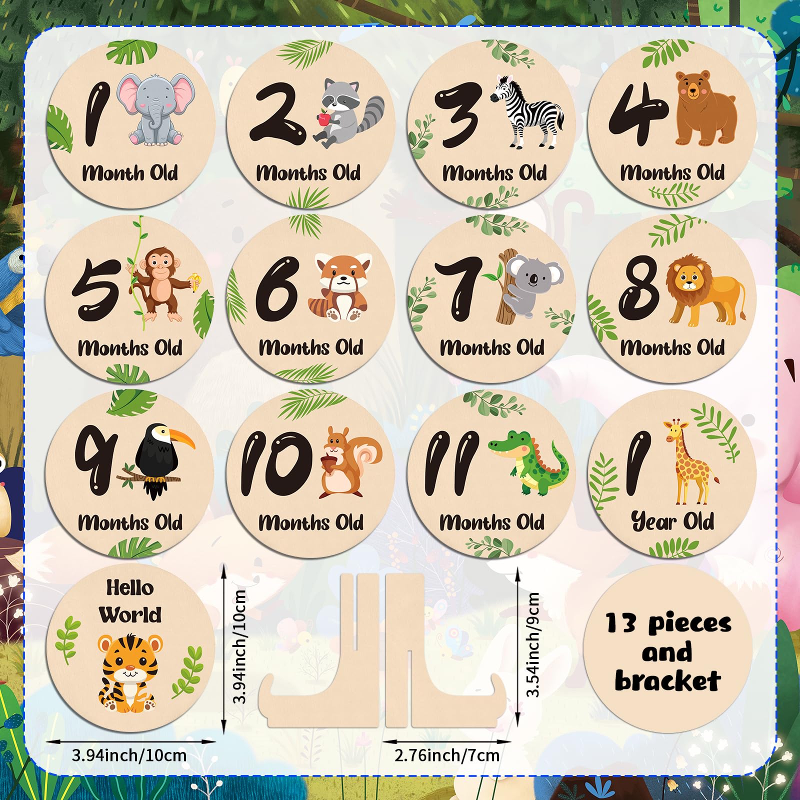 Lemicin Wooden Baby Milestone Cards - Image 2