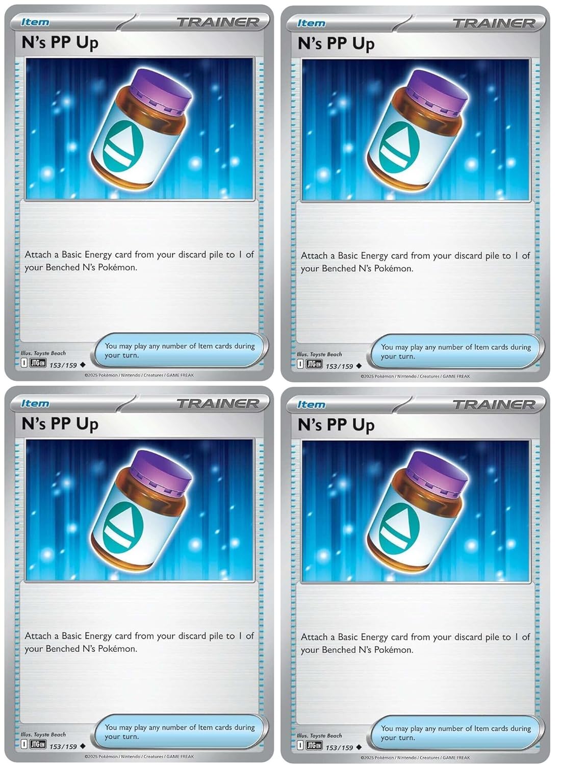 Ns PP Up 153 159 Journey Together Pokemon Trainer Playset x4 Card Lot
