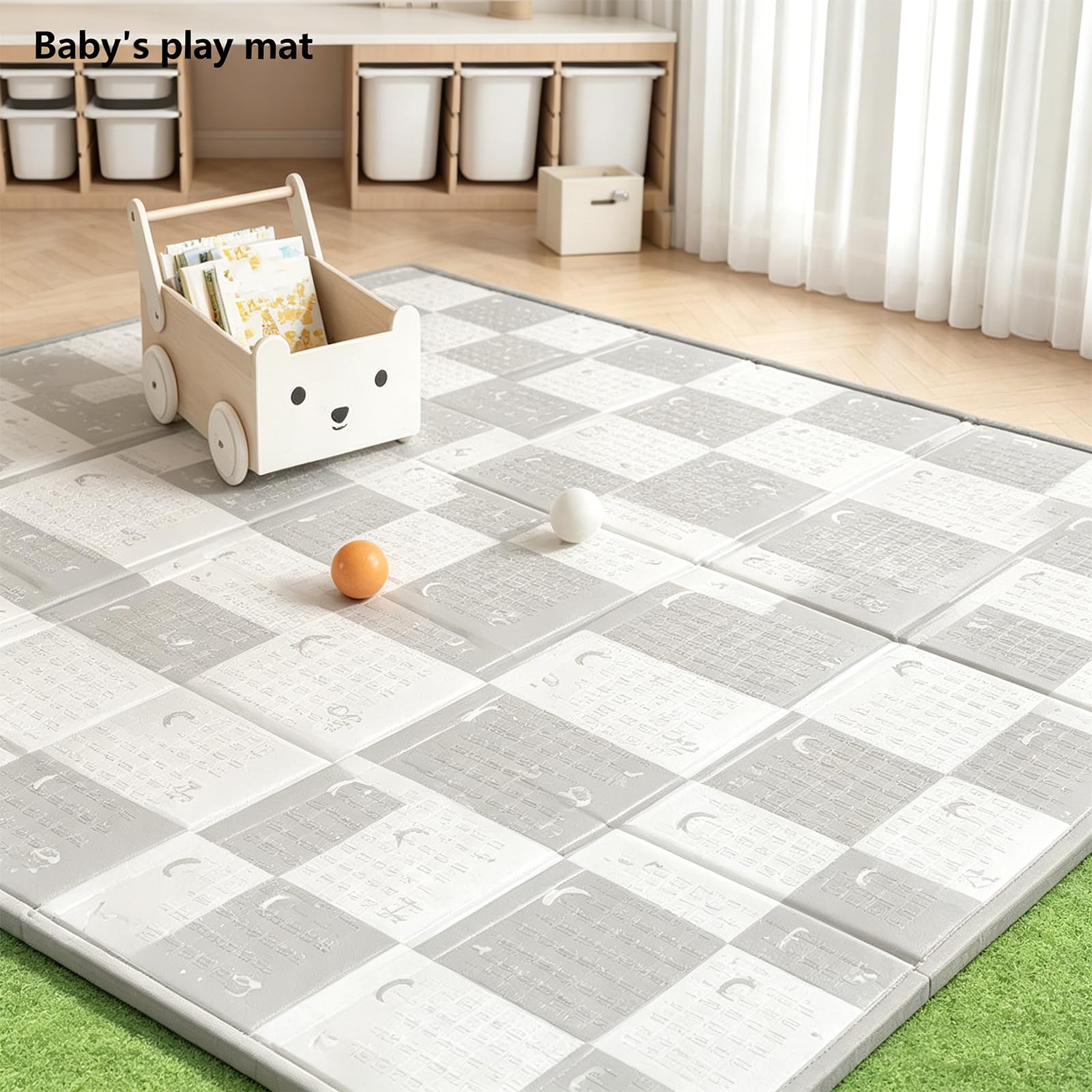 Tappeto Gioco Per Neonati,Tappetino Pieghevole Extra Large Da Pavimento,Tappeto Portatile E Impermeabile,Spesso,Reversibile Ideale Per Box,Facile Da Pulire,Neonati Bambini Piccoli(180*150*1.5cm,A)