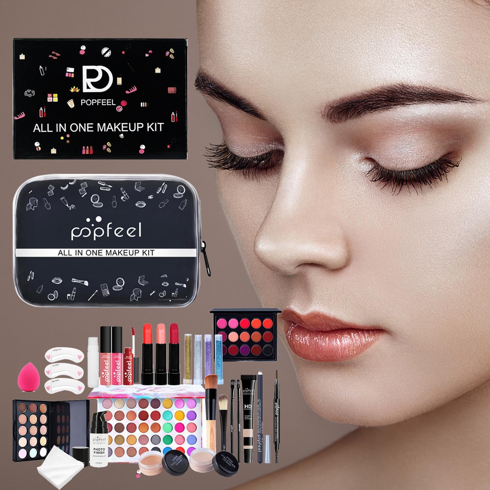 Kit trucco per principianti, set trucco completo per il viso per il trucco | Set di trucco da donna Set di trucco completo, kit di trucco portatile Set di cosmetici per trucc
