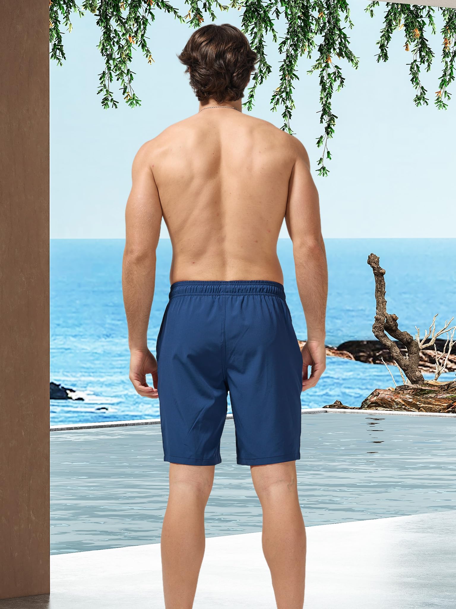 Arcweg Bañador Hombre Largo 2 en 1 de Secado Rápido con Forro de Compresión Elástico y Bolsillos, Shorts de Baño Impermeable para Playa, Piscina y Natación