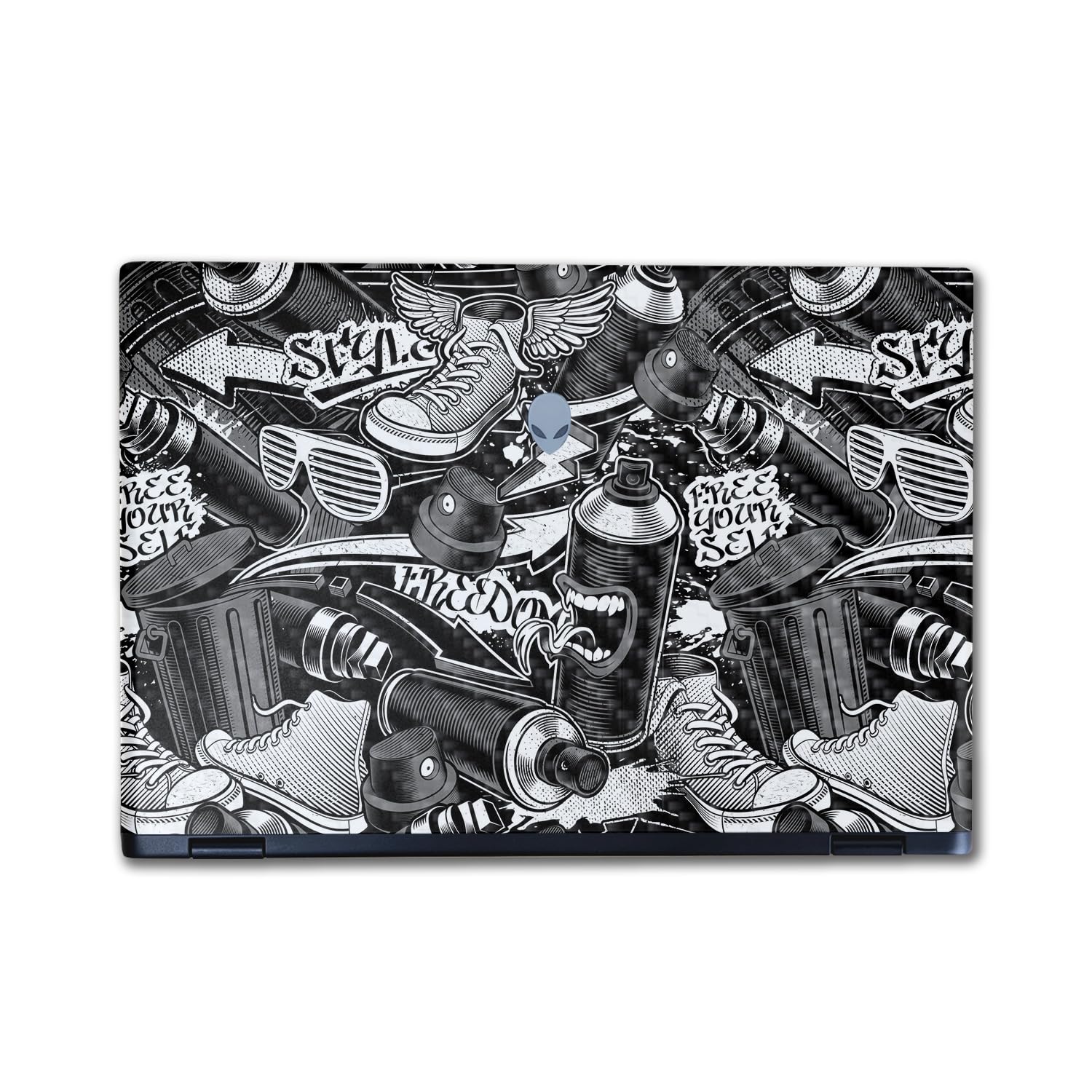 Carbon Fiber Laptop Skin Compatible with Alienware M16 R2 (2024) - Mono Hip Hop - Premium 3M Vinyl Protective Wrap Decal Cover - Easy to Apply | Crafted in The USA by MightySkins