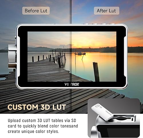 Vista 4 de VILTROX DC-V1 Monitor de Campo para Cámara con Pantalla Táctil, Monitor DSLR de 5.5 Pulgadas con Resolución 1920x1080 IPS, con Capucha Protectora