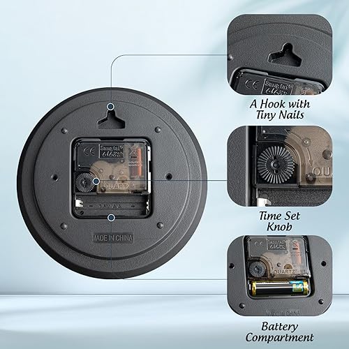 Miniatura 3 de Reloj de pared silencioso sin tictac, funciona con pilas, grande, fácil de leer con esfera estereoscópica, movimiento ultra silencioso, cuarzo para