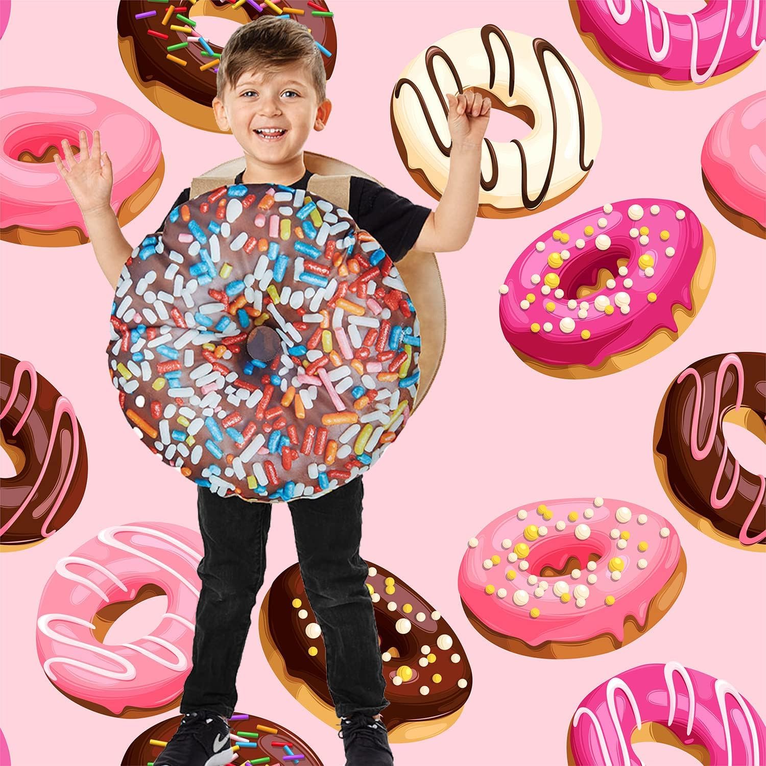 Kids Donut Costume, Halloween Chocolate Doughnut Funny Food Costume for Girls and Boys（2T-4T）