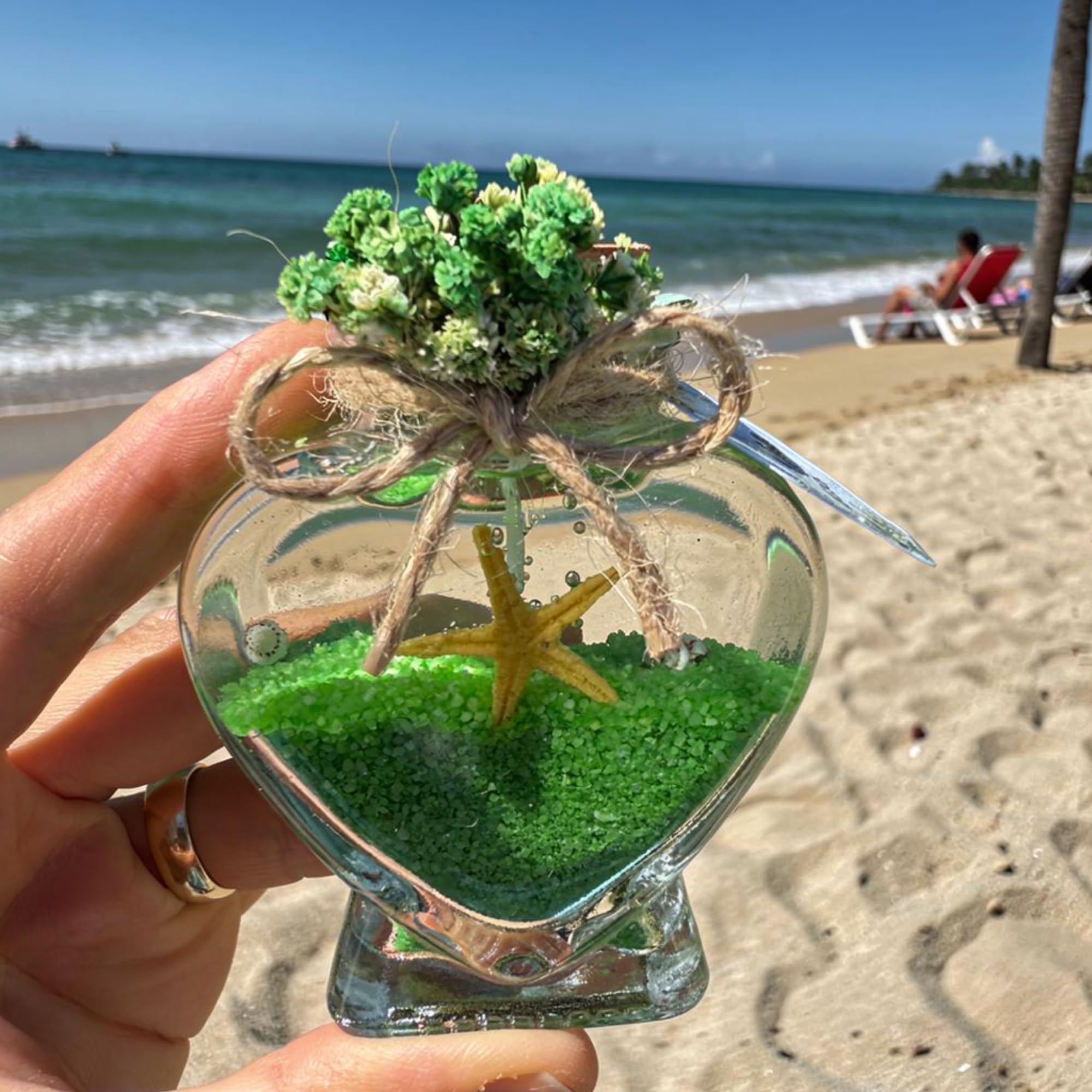 gastgeschenk hochzeit gäste kerze, hochzeitskerze im glas, 20 stück Gastgeschenk für Gäste Personalisierte, Schön Das Du Da Bist,taufe geschenk gäste babyparty (weißes Gel, grüner Sand)