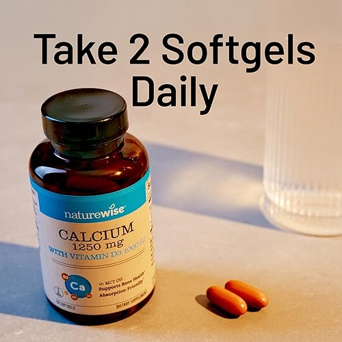 Miniatura 9 de NatureWise Calcio totalmente natural de alta pureza de 1250 mg + vitamina D3 1000 IU + aceite de coco orgánico MCT, seguro para el embarazo + sin