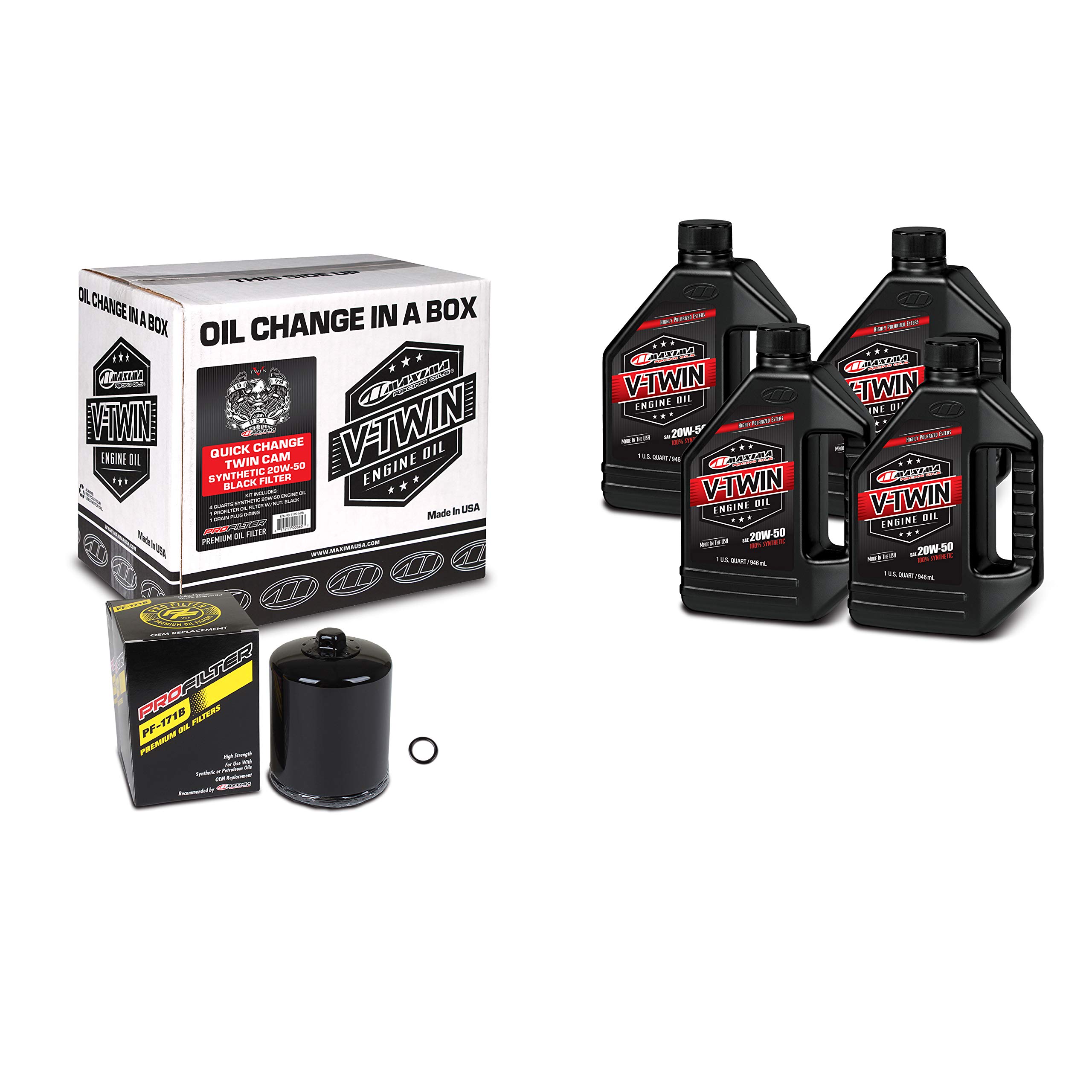 V-Twin Quick Change Kit Synthetic w/Black Filter, Twin Cam