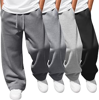 Boys Baggy Sweatpants 4 Pack | Lightweight Cotton Blend Joggers Ages 5-14
