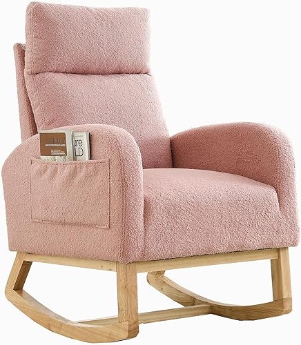 Dolonm Mecedora moderna mecedora para guardería de bebé, tapizada con respaldo alto, sillón decorativo para sala de estar, dormitorio, oficina,
