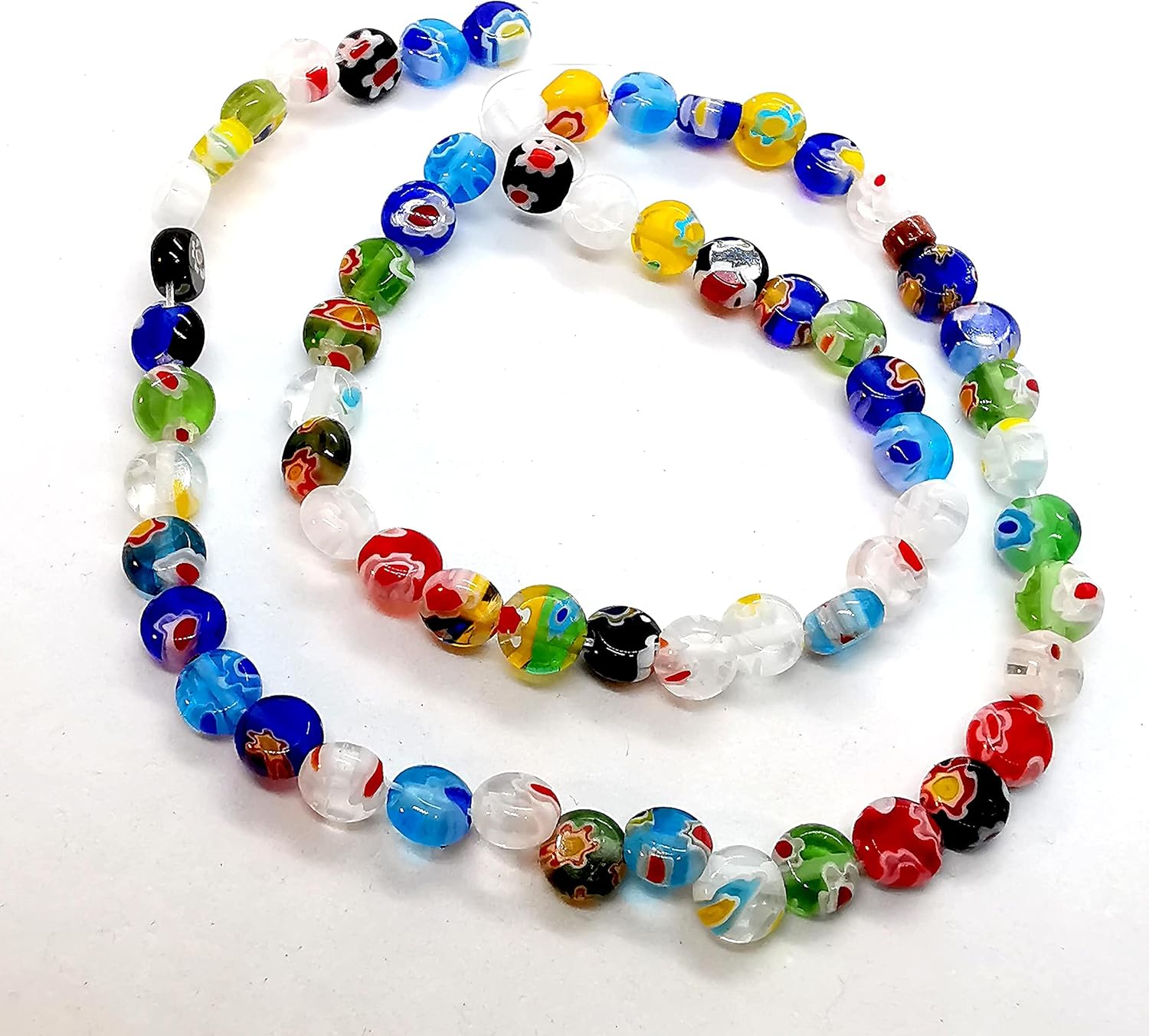 15" Strand of Multi-Color Millefiori Lampworked Glass Coin Beads 6mm~14mm by Beading Station (8mm) image 2