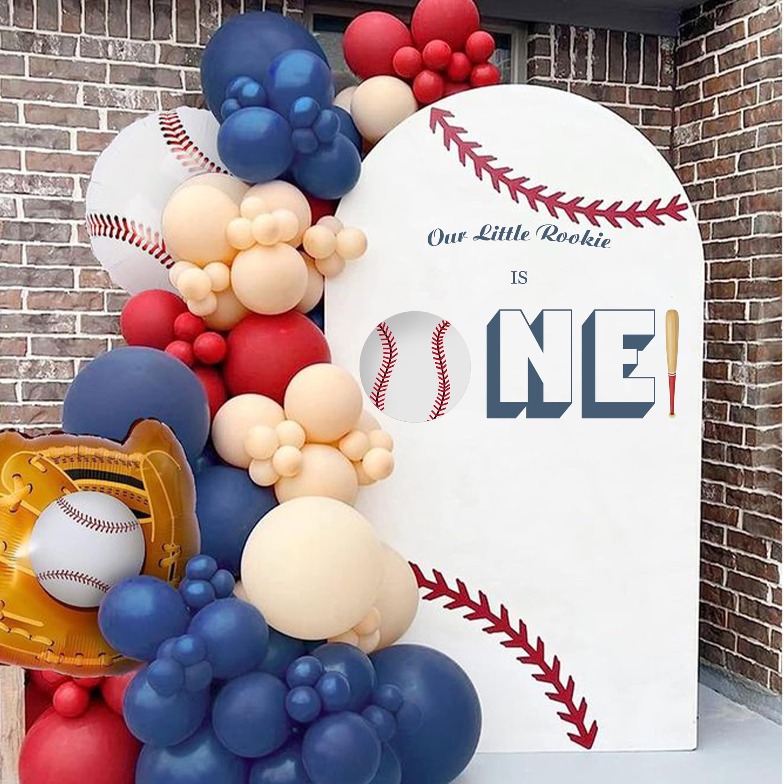 Gostman Our Little Rookie is One Decal - Baseball Themed 1st Birthday Party Decorations,First Birthday Party Supplies for Baby Boys,Baseball Themed