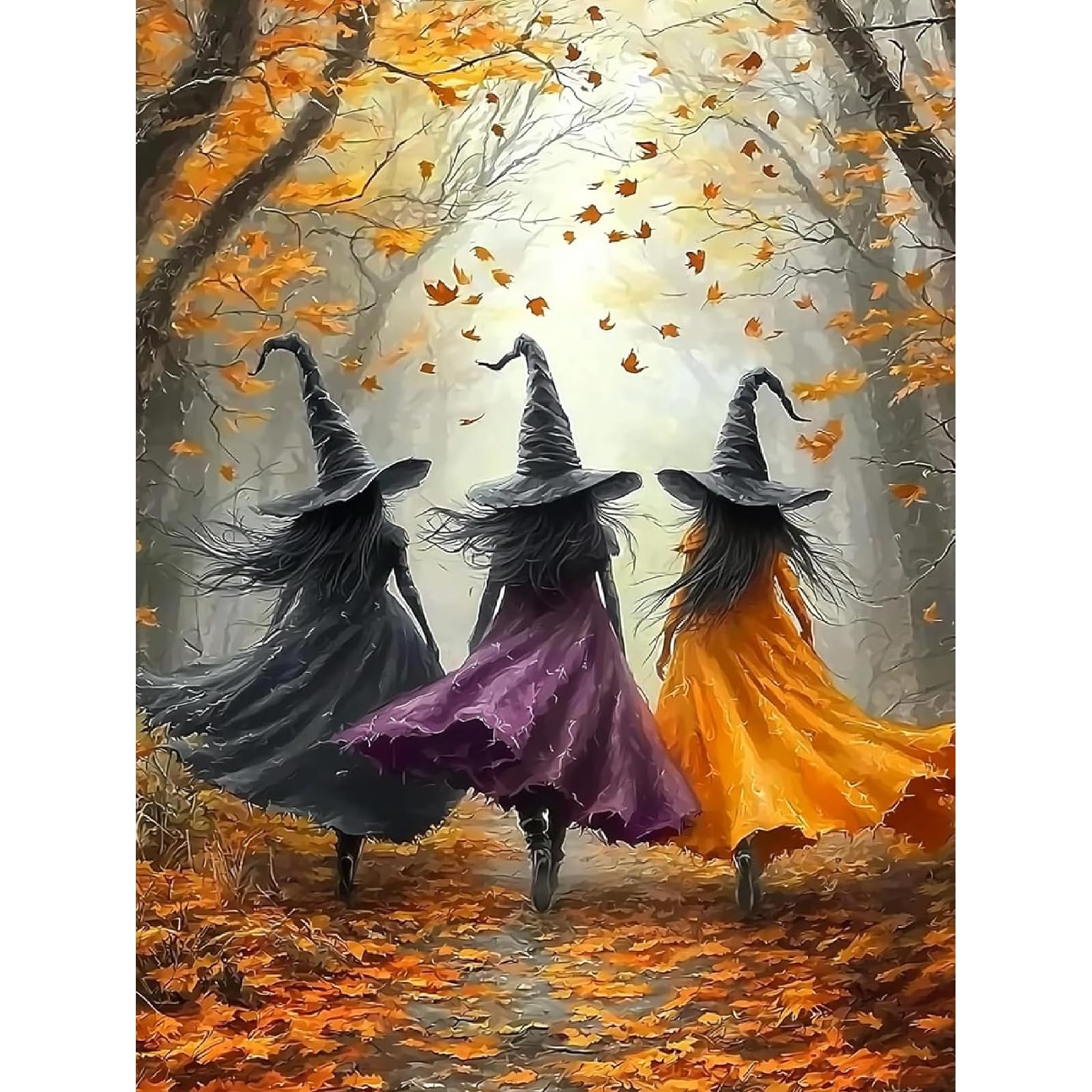 Jakener Diamond Art Kits Adults, 5D Witch Diamond Painting Kit for Adults, Fun DIY Full Round Drill Crystal Gem Art Craft, Adults Paint by Diamonds Dots Home Wall Decor 12x16 Inch