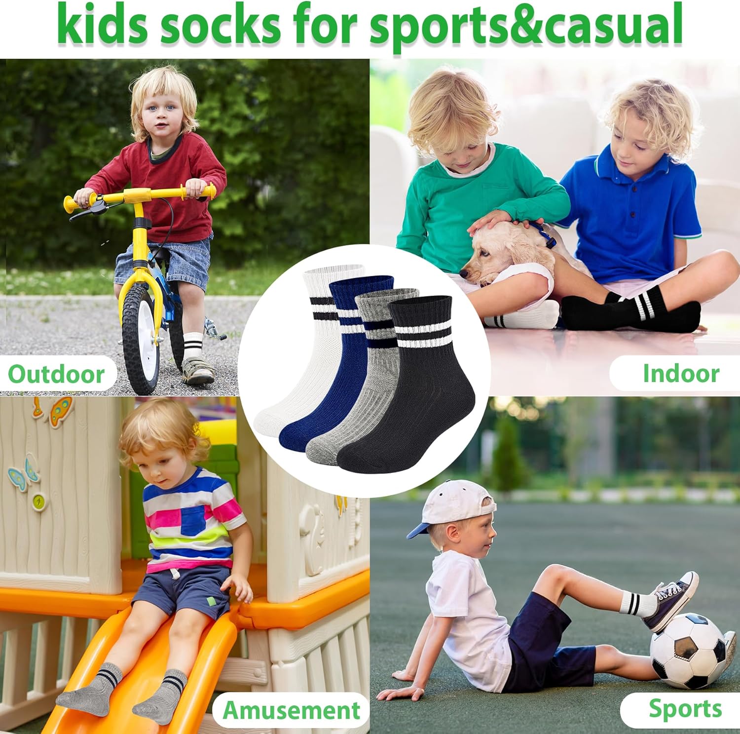 12 Pairs Kids Socks Toddler Cotton Athletic Socks for Boys 1-12 Years - Image 6