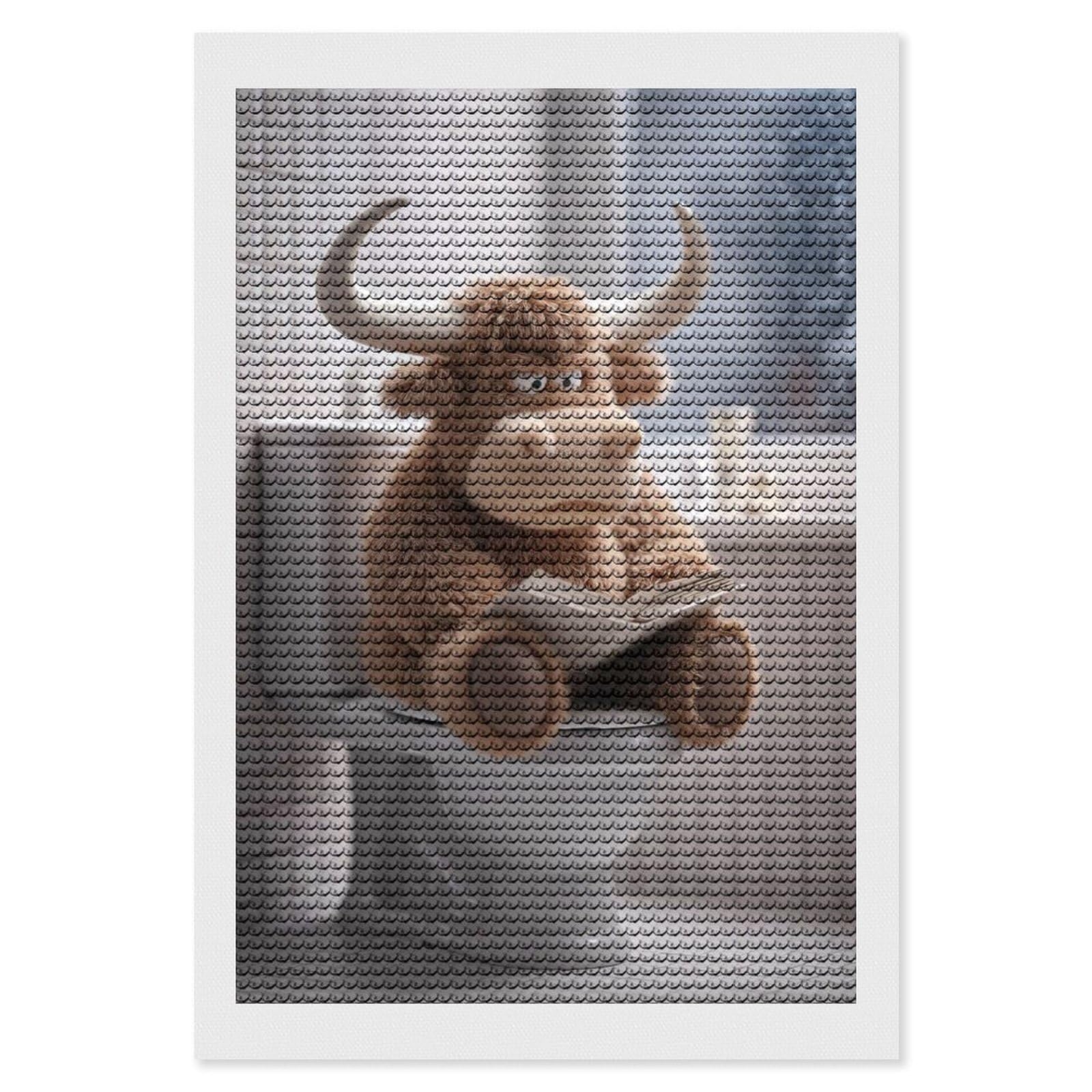 Junmoney Plush Highland Cow Reading on Toilet Diamond Painting Canvas Set 8"x12", for Women, Pleasing Wall Art Project, Aesthetic Room Decor, Gift Idea
