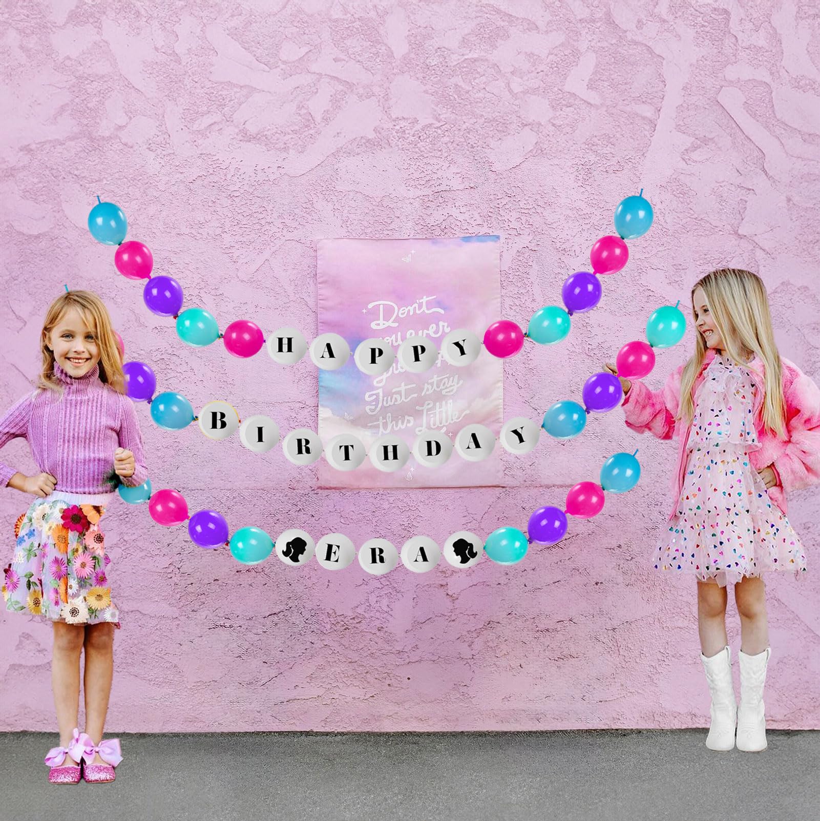 yeewakaMusic fans balloons Banner Hot Pink and purple blue balloon kit 50+pcs with music fan stickers for girl princess birthday Music fans Concert prom Bracelets Shape Birthday Decoration banner