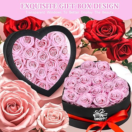 Miniatura 2 de digi marker Caja extra grande de 16 rosas preservadas para siempre con forma de corazón regalo para el día de San Valentín para mujeres novia esposa