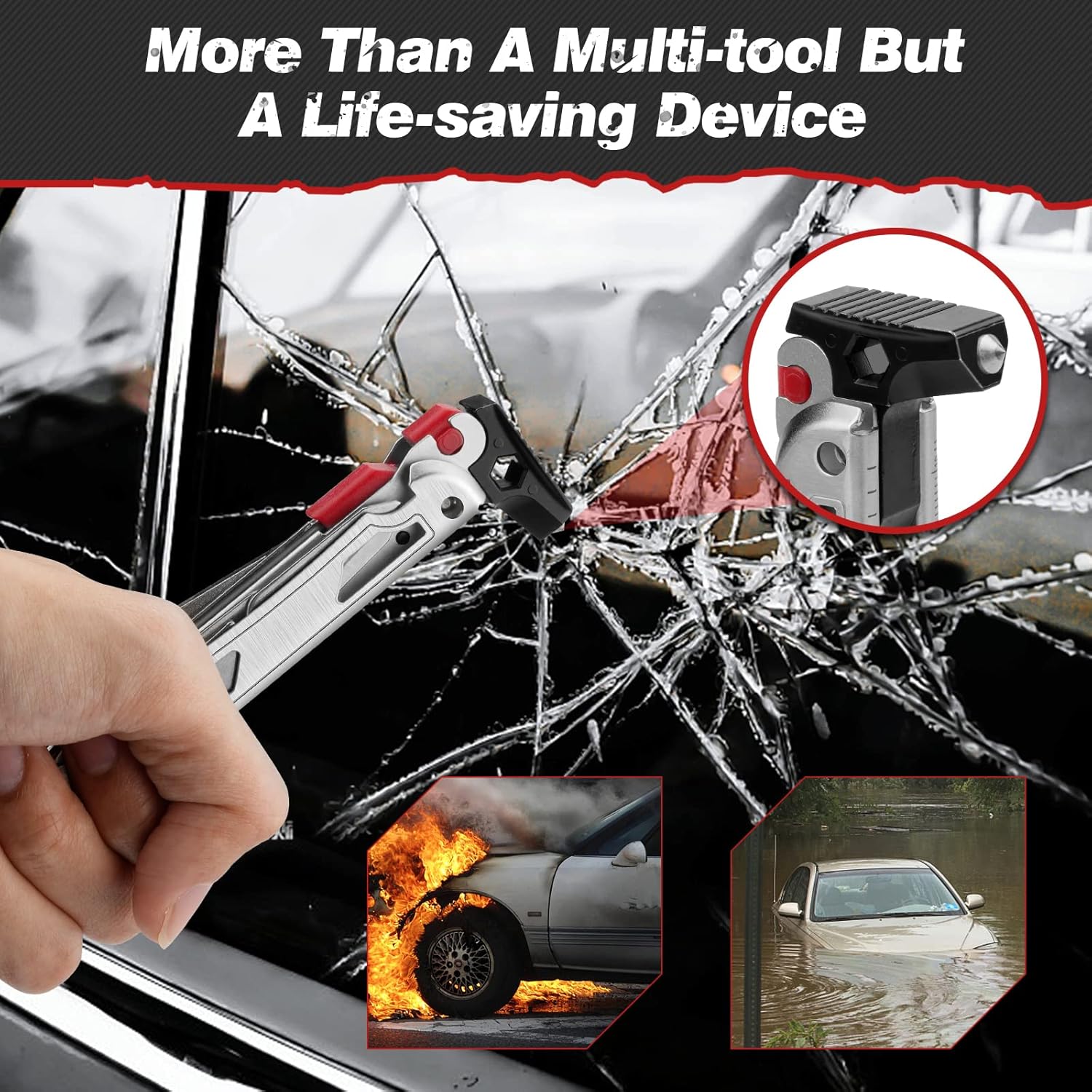 BIBURY Multitool Pliers BI2038B, 22-in-1 Stainless Steel Multi Tool with Flint, Window Breaker, Scissors, Back Clip, Folding Pocket Multifunctional Self-locking EDC Tool for Survival Camping Hiking - Image 6