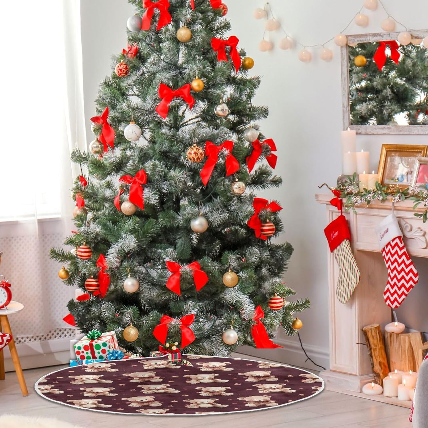 Teddy Bears Christmas Tree Skirt - Traditional Look Christmas Decoration - Diameter 35.4inch