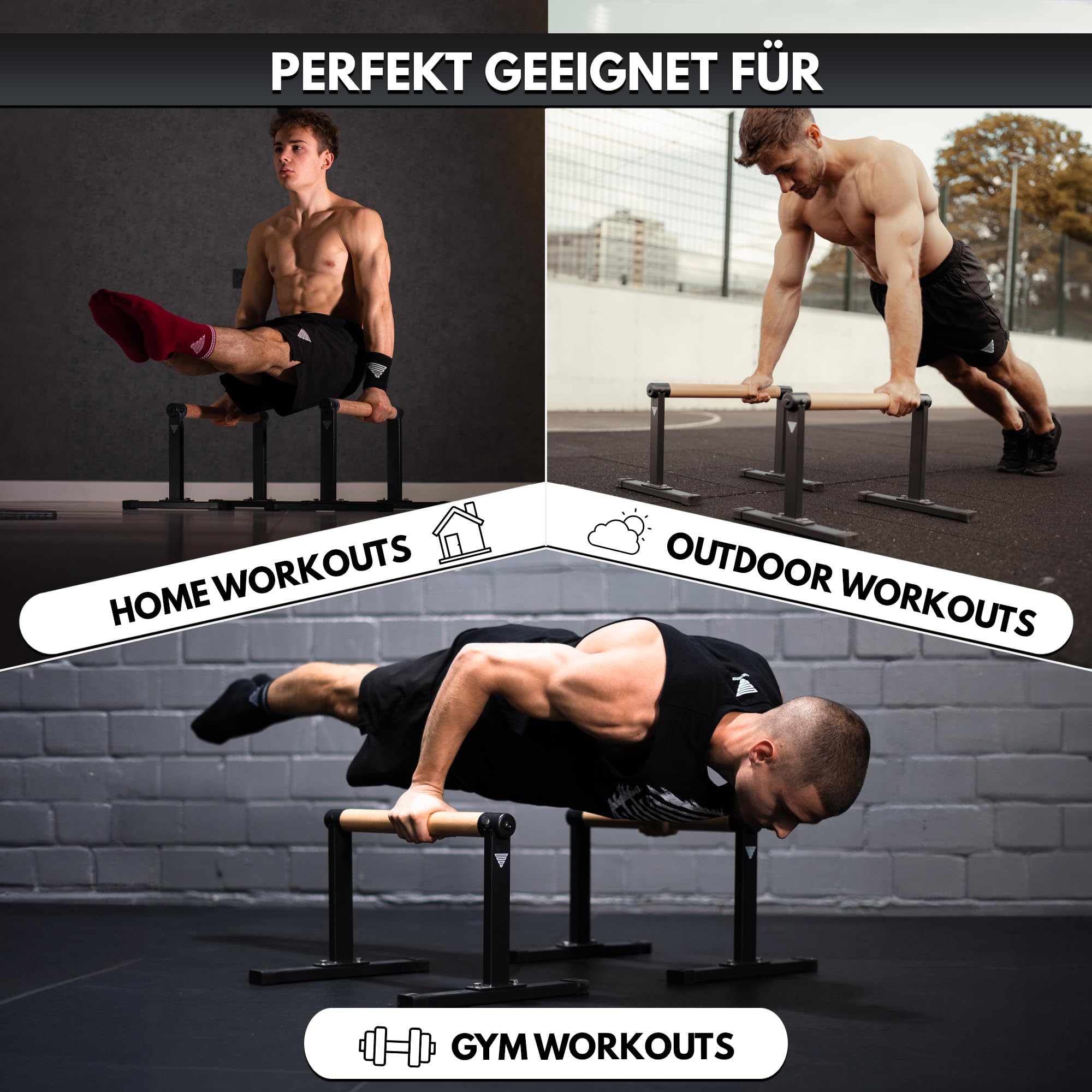 GORNATION Parallettes, inkl. Grip Tape, Liegestützgriffe Calisthenics Equipment für Handstand & Push Ups