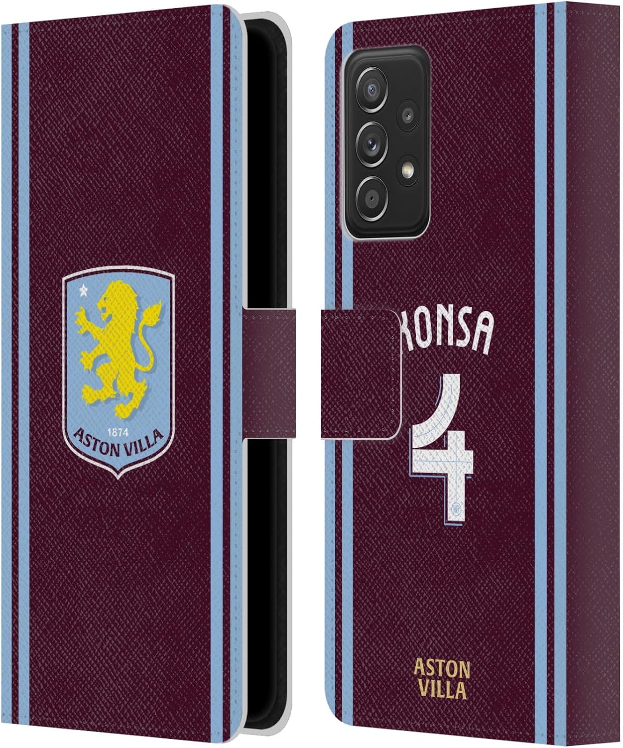 Head Case Designs Officially Licensed Aston Villa Football Club Ezri Konsa 2024/25 Crest Player Kit Leather Book Wallet Case Cover Compatible with Galaxy A52 / A52s / 5G (2021)