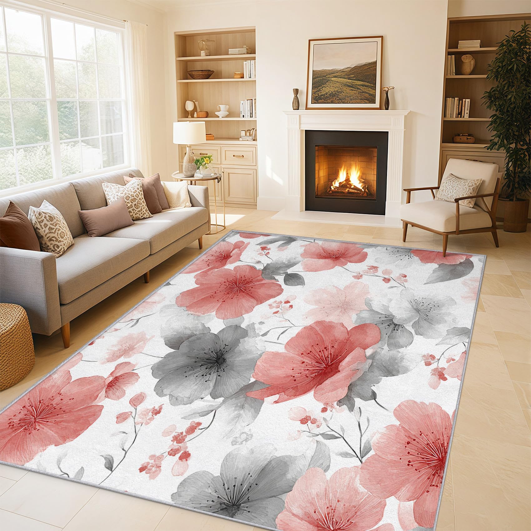 Tapis fleurs de cerisier grand tapis salon 180x240 floral en flanelle