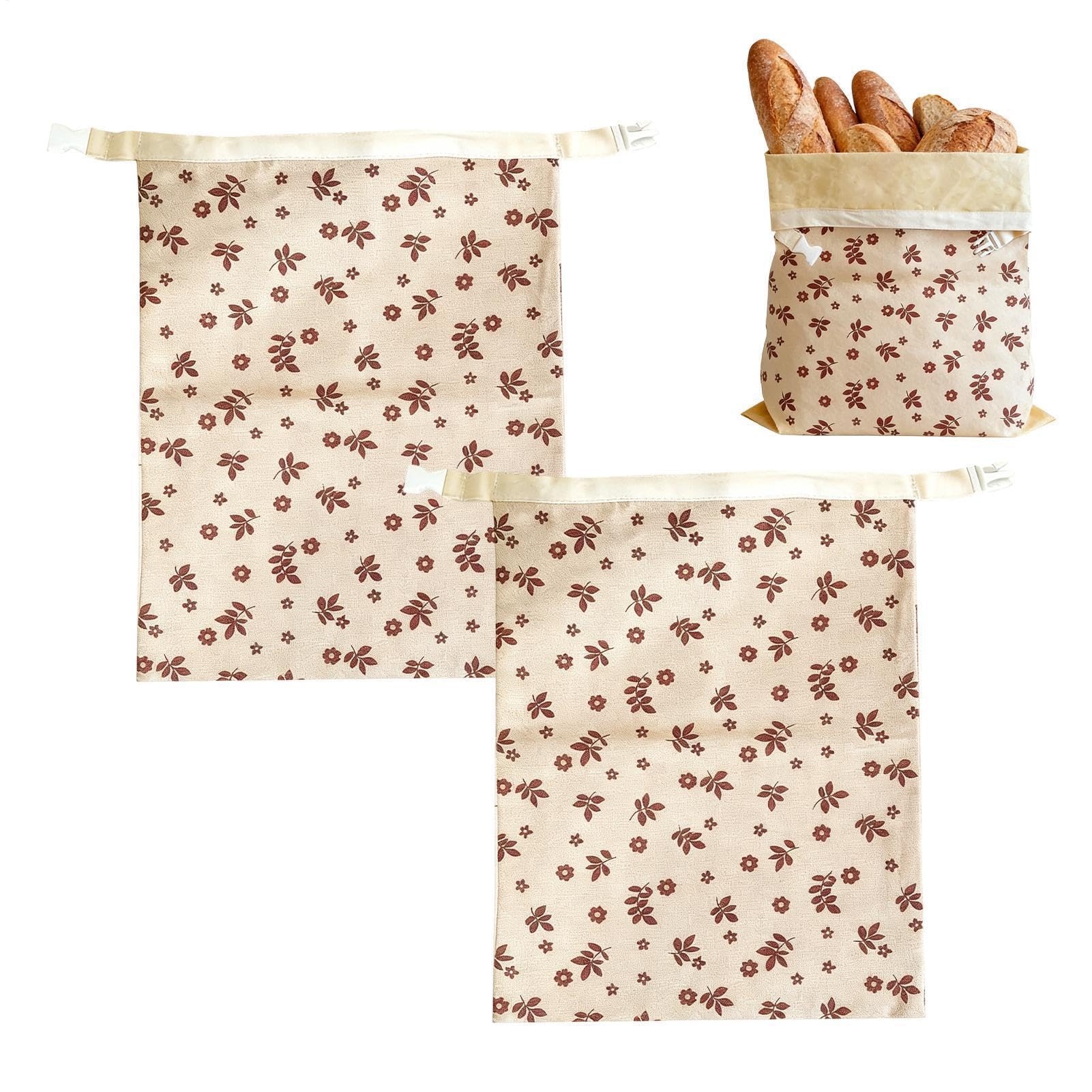 Sac à pain bio en coton ciré d'abeille et lin lot de 2 grand format