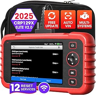 OBD2 Scanner LAUNCH CRP129X V2.0 Elite Scan Tool, Upgrade of CRP123X, 12 Reset Services, ABS/SRS/Transmission/ Check Engine Car Code Reader, Lifetime Free Update, FCA AutoAuth & Auto VIN, Battery Test