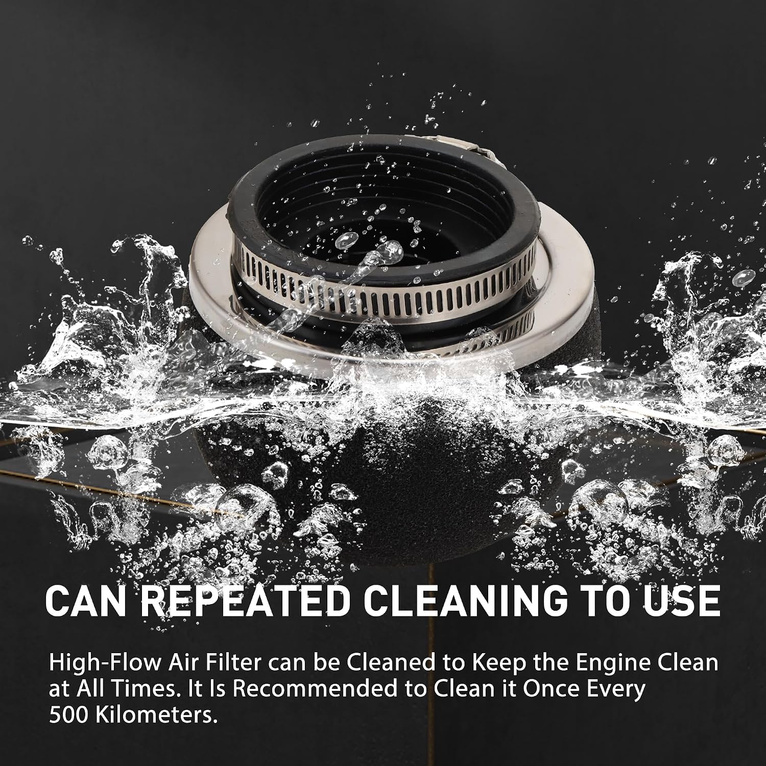 WOOSTAR 58mm Air Filter Replacement for 2 Stroke Engine Bike Moto Scooter Motorcycle Black