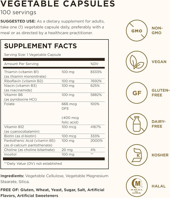 SOLGAR Vitamin B, D & C Bundle: B-Complex 100, 100 Capsules + D3 (Cholecalciferol) 250 MCG (10,000 IU), 120 Softgels + C 1000 mg, 250 Count