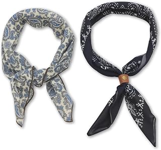 Bandanas for Women & Men | 2-Pack Cotton Head Scarves | 22x22 Inch with PU Leather Buckle | Color: N3