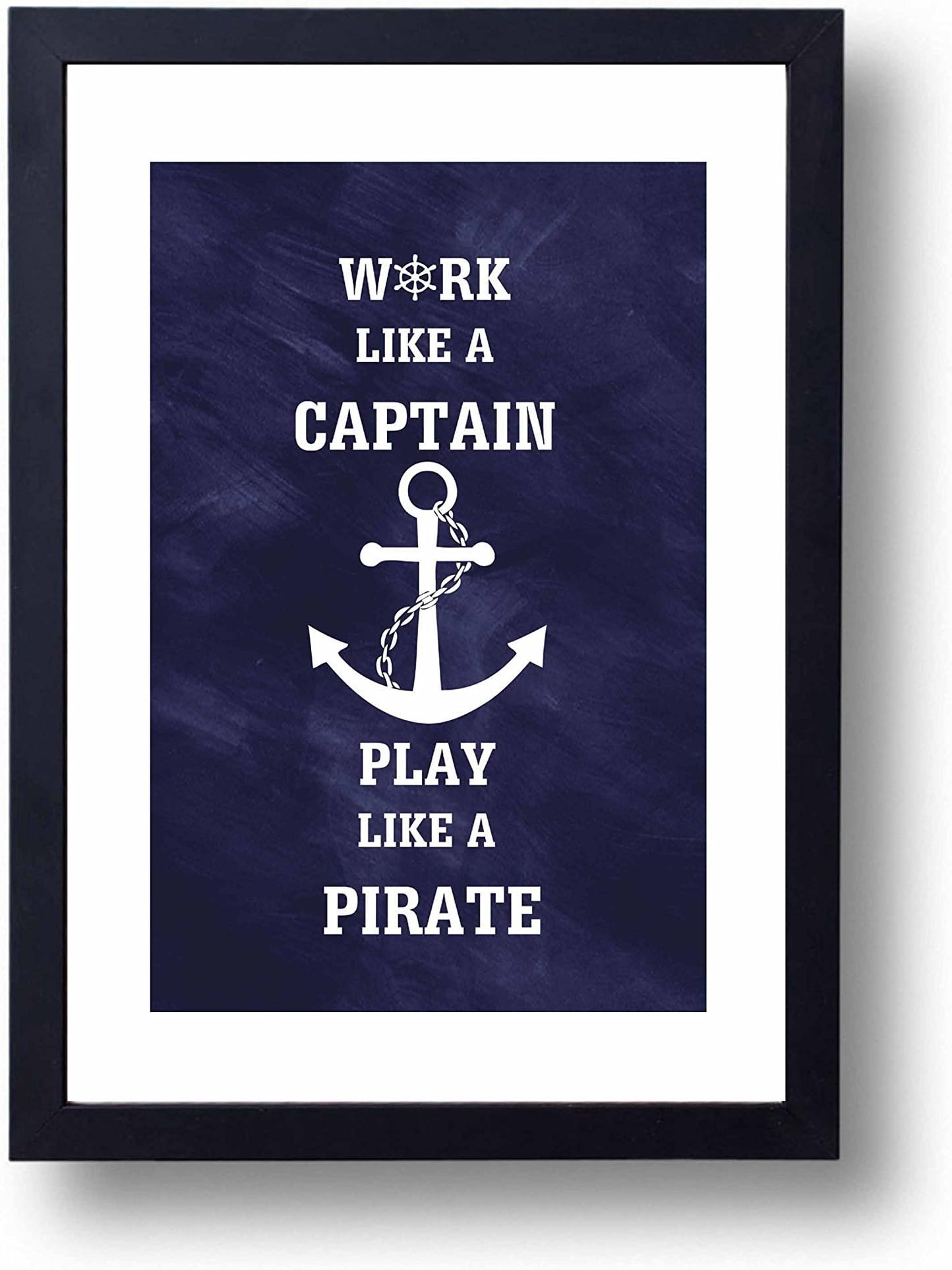 Work Like a Captain Play Like a Pirate PRINT Nautical Anchor Modern Typography Art Print, Inspirational Quote, Home Decor, Wall Art-Print only