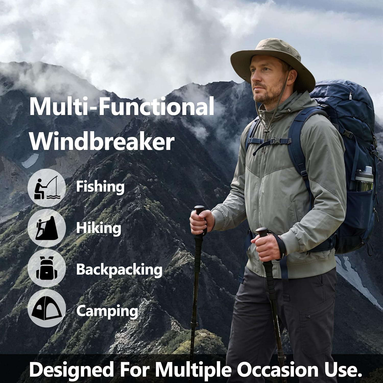 Mens Lightweight Windbreaker Jacket Color Block Hooded Coat Top