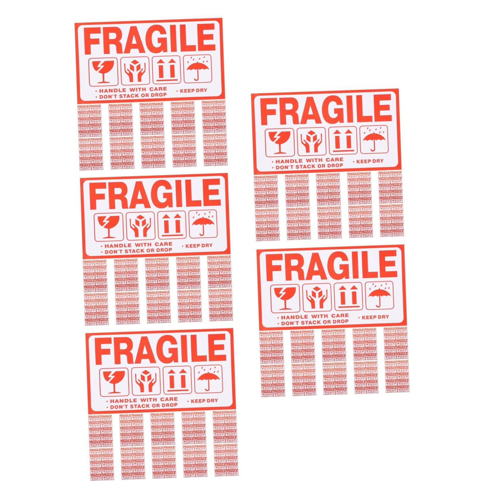 Alipis 5 Set Etichette Fragile Confezione Da Etichette Avvertimento Per Spedizioni E Imballaggi Stickers Resistenti E Facili Da Applicare Per Trasporti Sicuri 20 Fogli*5