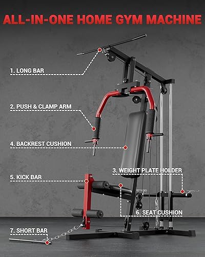Miniatura 2 de Equipo de gimnasio en casa, máquina de pesas de entrenamiento con sistema de polea de cable, capacidad de peso de 400 libras, estación de ejercicio